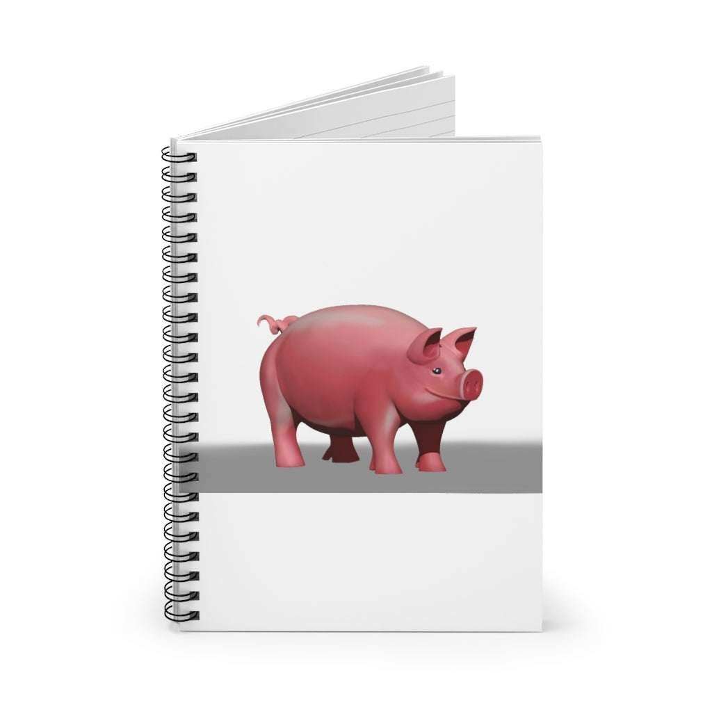 Pig Spiral Notebook with ruled line pages and a colorful printed cover, featuring a charming pig design.