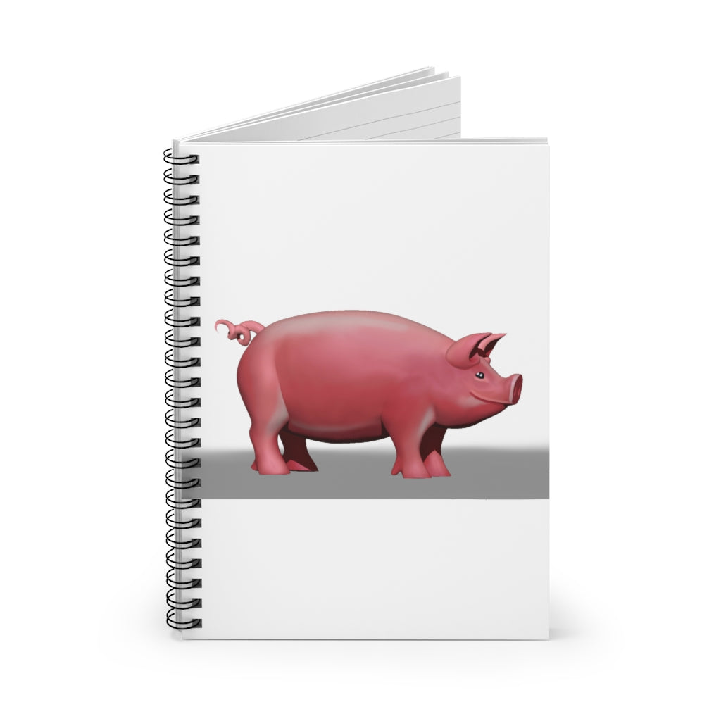 Pig Spiral Notebook with ruled line pages and a colorful printed cover featuring a pig design.