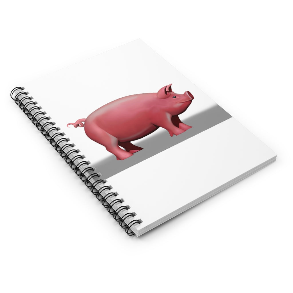 Pig Spiral Notebook with ruled line pages and a colorful printed cover featuring a pig design.