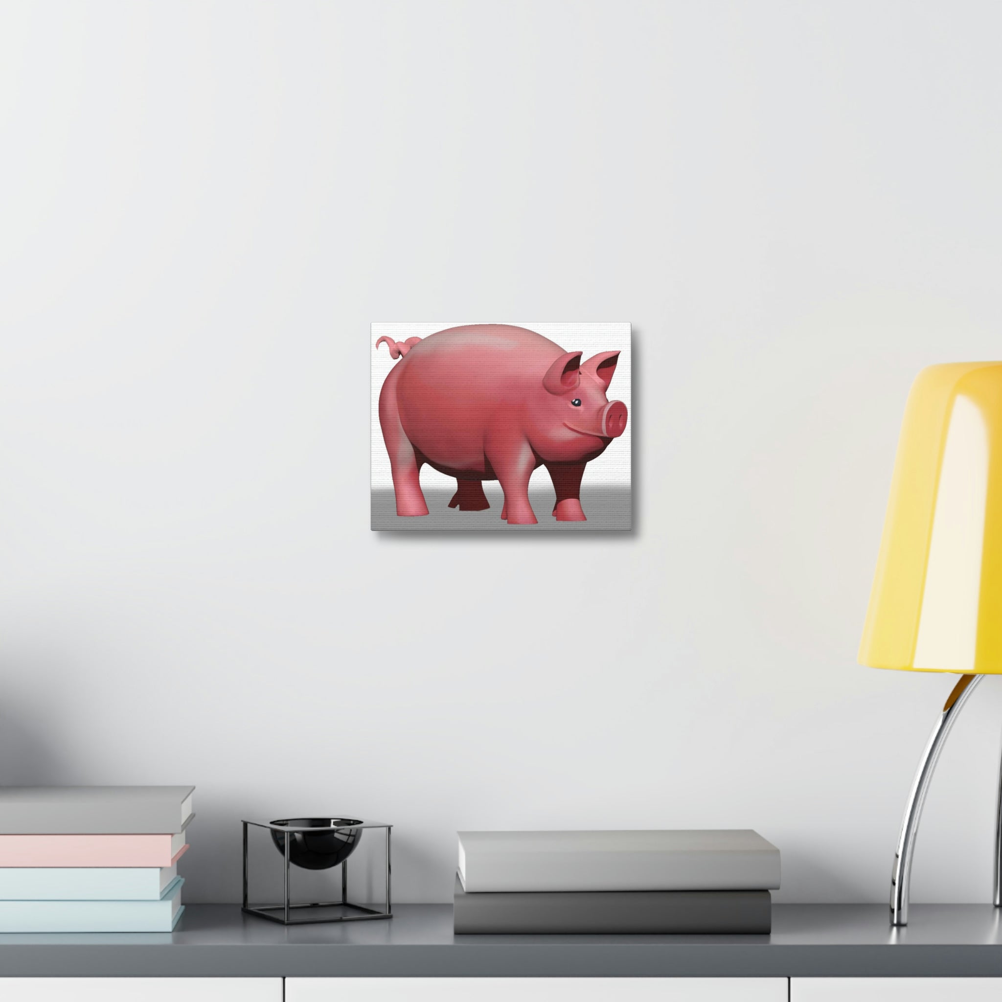 A vibrant Pig Stretched Canvas artwork, showcasing a detailed pig design on premium canvas, stretched over a sturdy wooden frame.