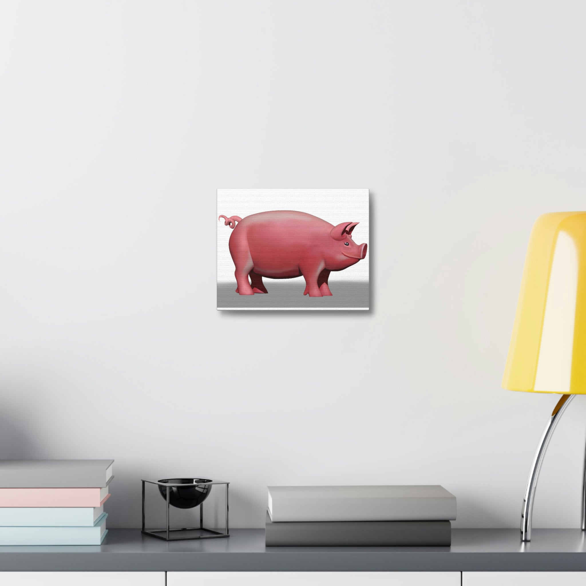 A vibrant Pig Stretched Canvas artwork, showcasing a playful pig design printed on premium canvas and stretched over a sturdy wooden frame.