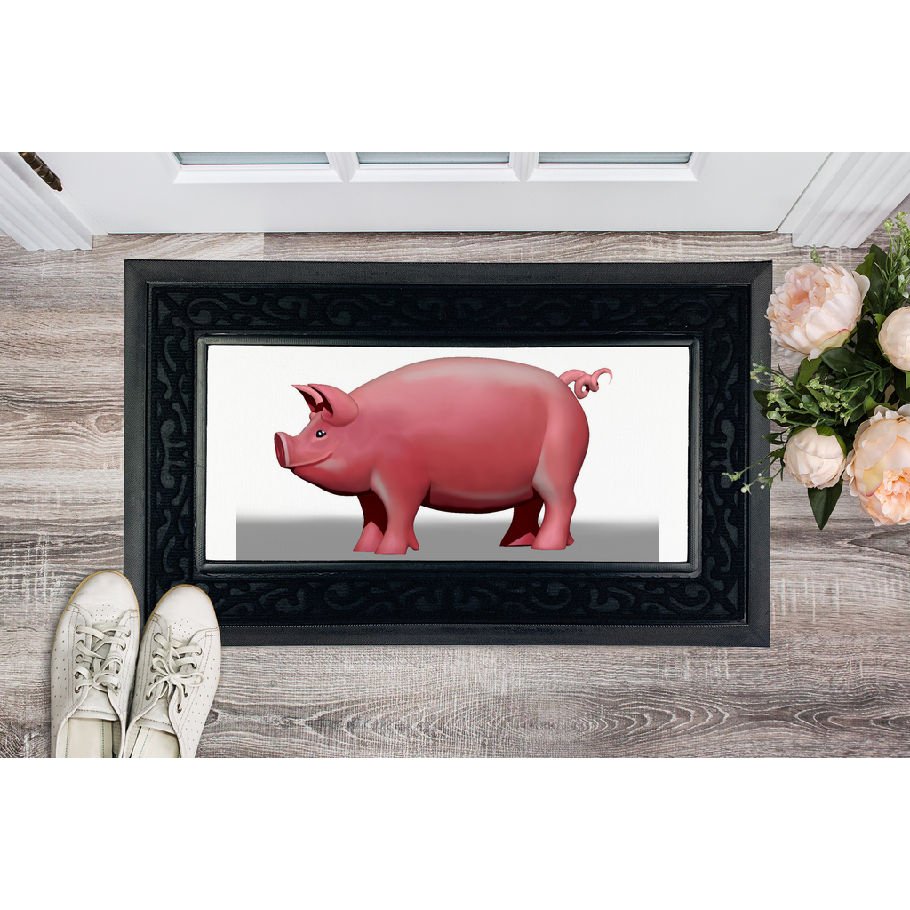 Pig Sublimation Heavy Duty Door Mat featuring a removable fabric center and non-slip rubber base, designed for durability and customization.