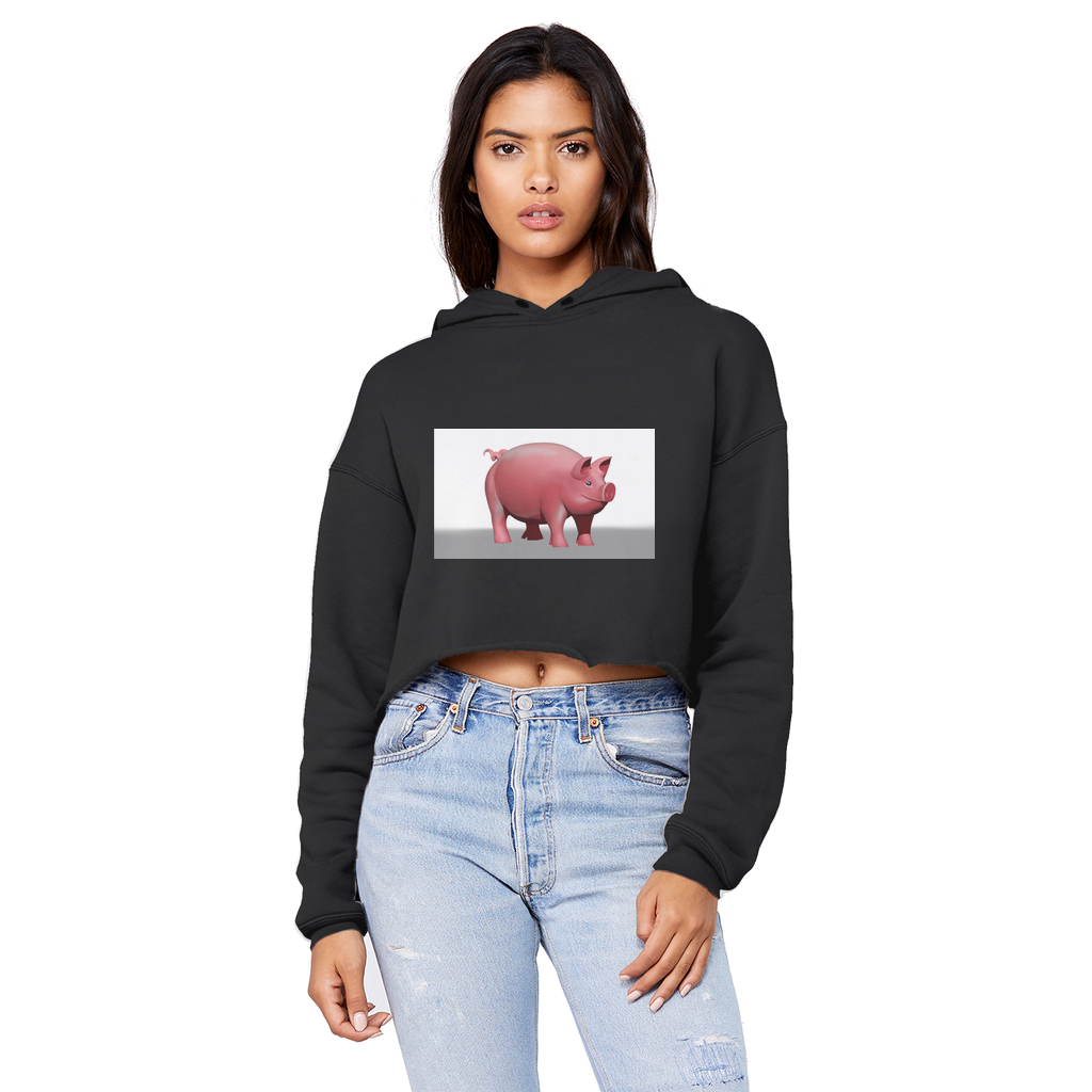 Pig Unisex Cropped Raw Edge Boyfriend Hoodie in various colors, showcasing its relaxed fit and stylish design.