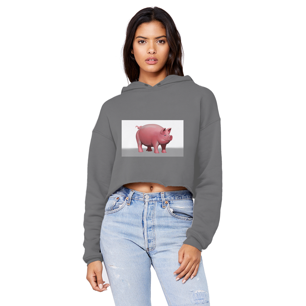 Pig Unisex Cropped Raw Edge Boyfriend Hoodie in various colors, showcasing its relaxed fit and stylish design.