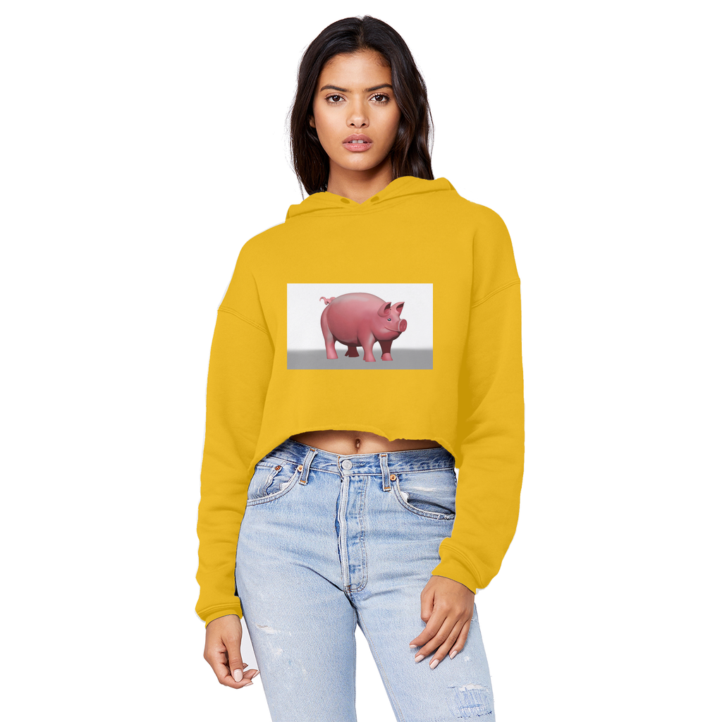 Pig Unisex Cropped Raw Edge Boyfriend Hoodie in various colors, showcasing its relaxed fit and stylish design.