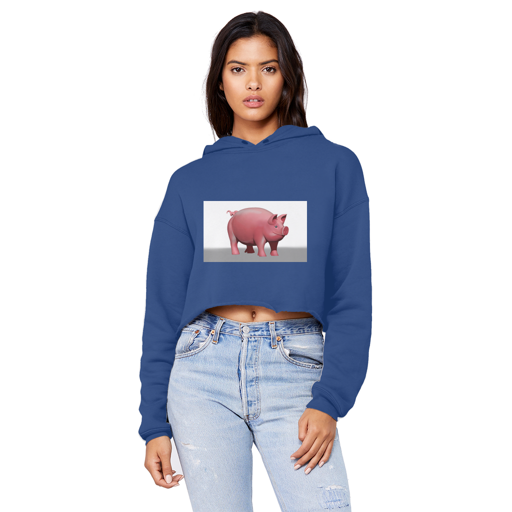 Pig Unisex Cropped Raw Edge Boyfriend Hoodie in various colors, showcasing its relaxed fit and stylish design.