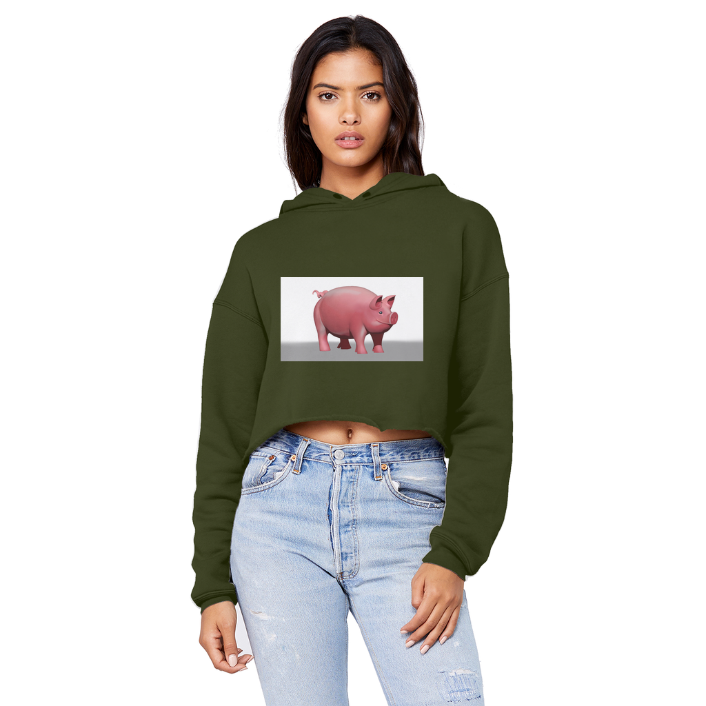 Pig Unisex Cropped Raw Edge Boyfriend Hoodie in various colors, showcasing its relaxed fit and stylish design.