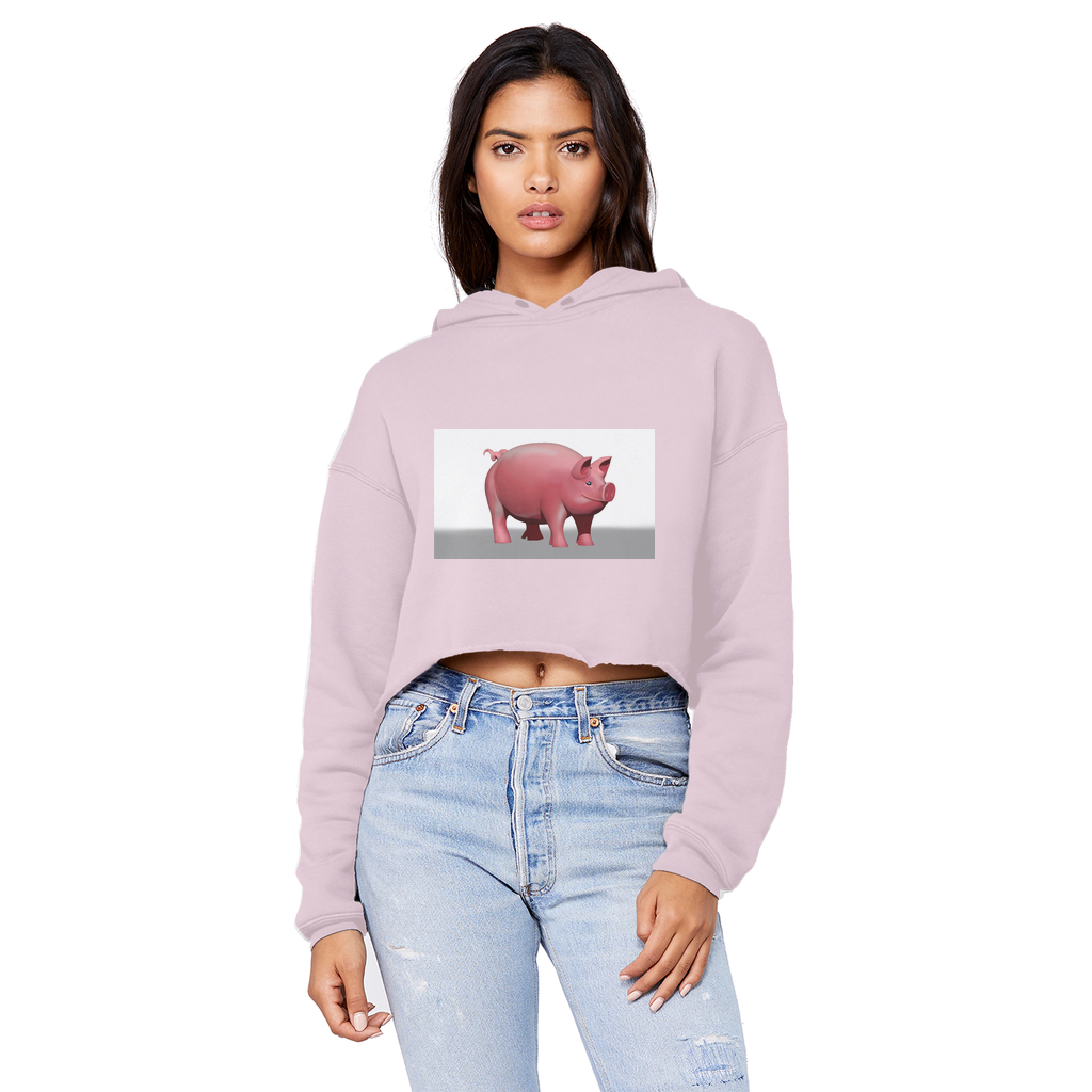 Pig Unisex Cropped Raw Edge Boyfriend Hoodie in various colors, showcasing its relaxed fit and stylish design.