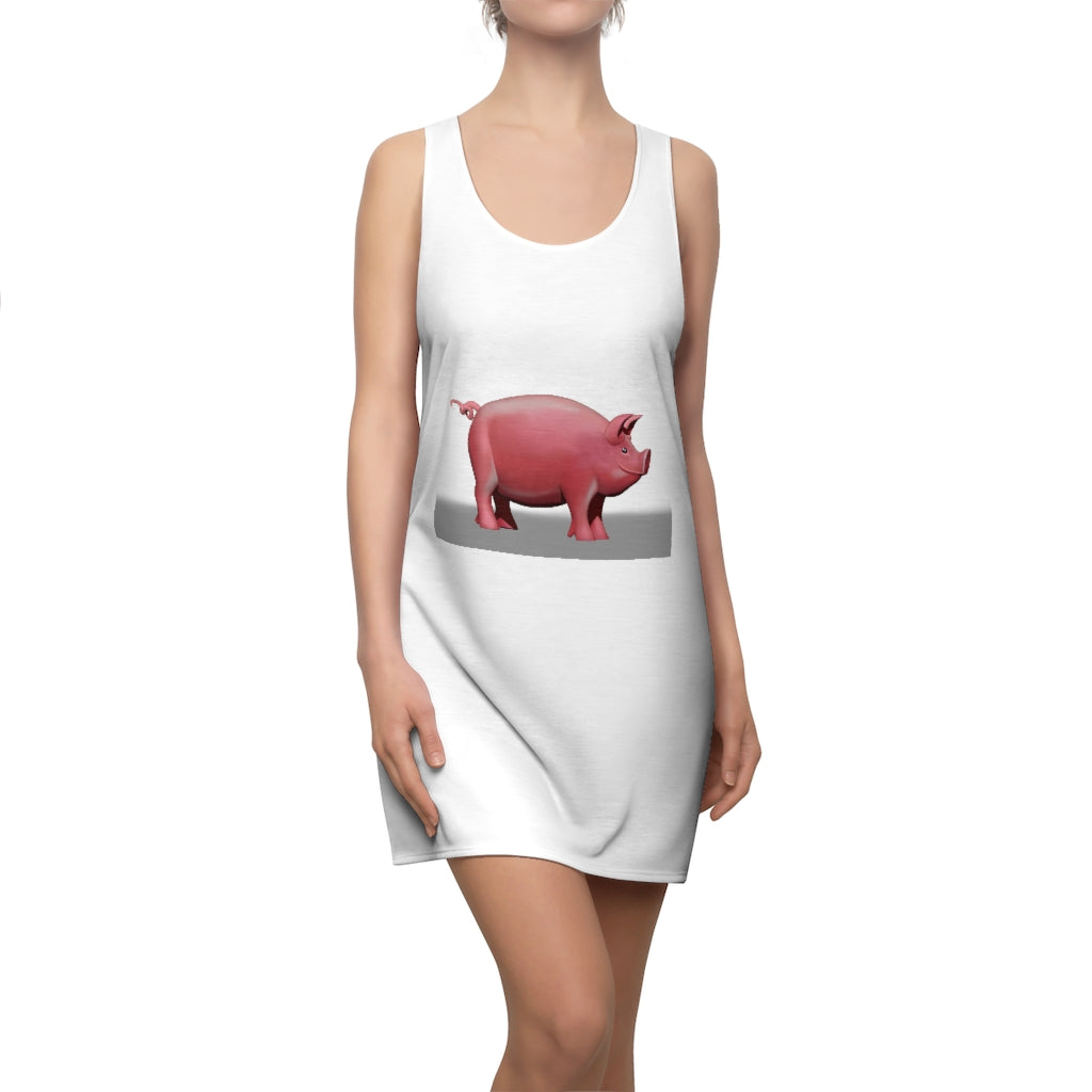 A stylish Pig Women's Cut & Sew Racerback Dress featuring a feminine design and sporty fit, made from lightweight 100% polyester.