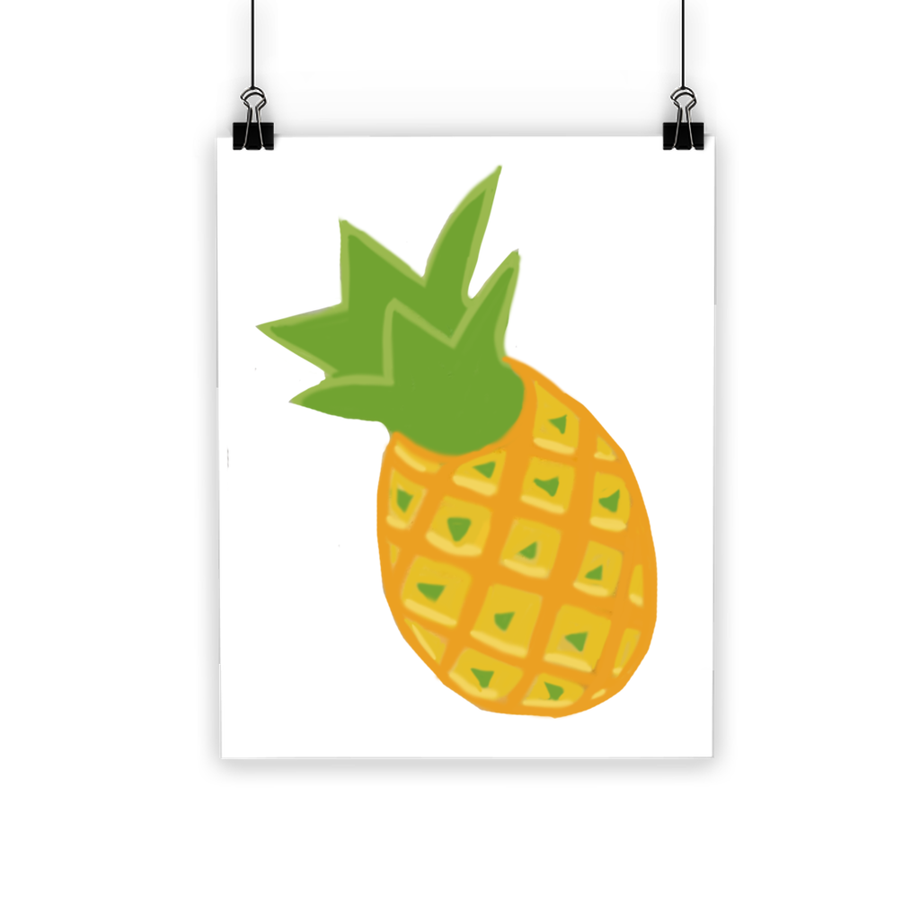 A vibrant Pineapple Classic Poster featuring a detailed pineapple design, printed on semi-gloss paper with bright colors.