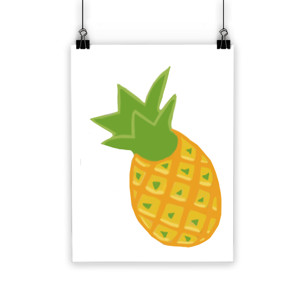 A vibrant Pineapple Classic Poster featuring a detailed pineapple design, printed on semi-gloss paper with bright colors.