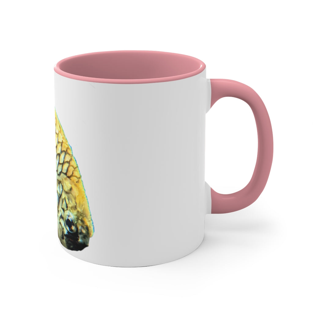 Pineapple Fish 11oz Accent Mug with colorful interior and handle, showcasing vibrant design and durable ceramic material.