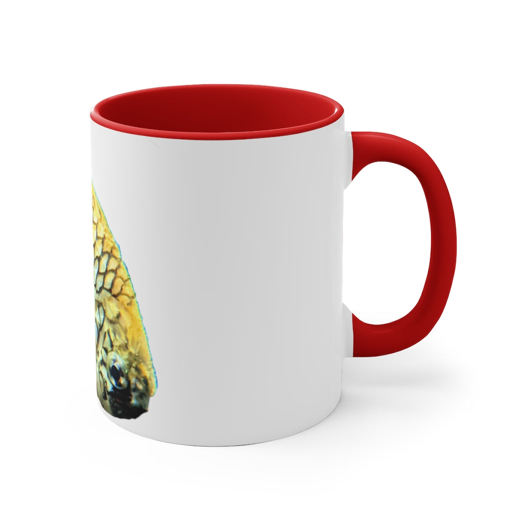 Pineapple Fish 11oz Accent Mug with colorful interior and handle, showcasing vibrant design and durable ceramic material.