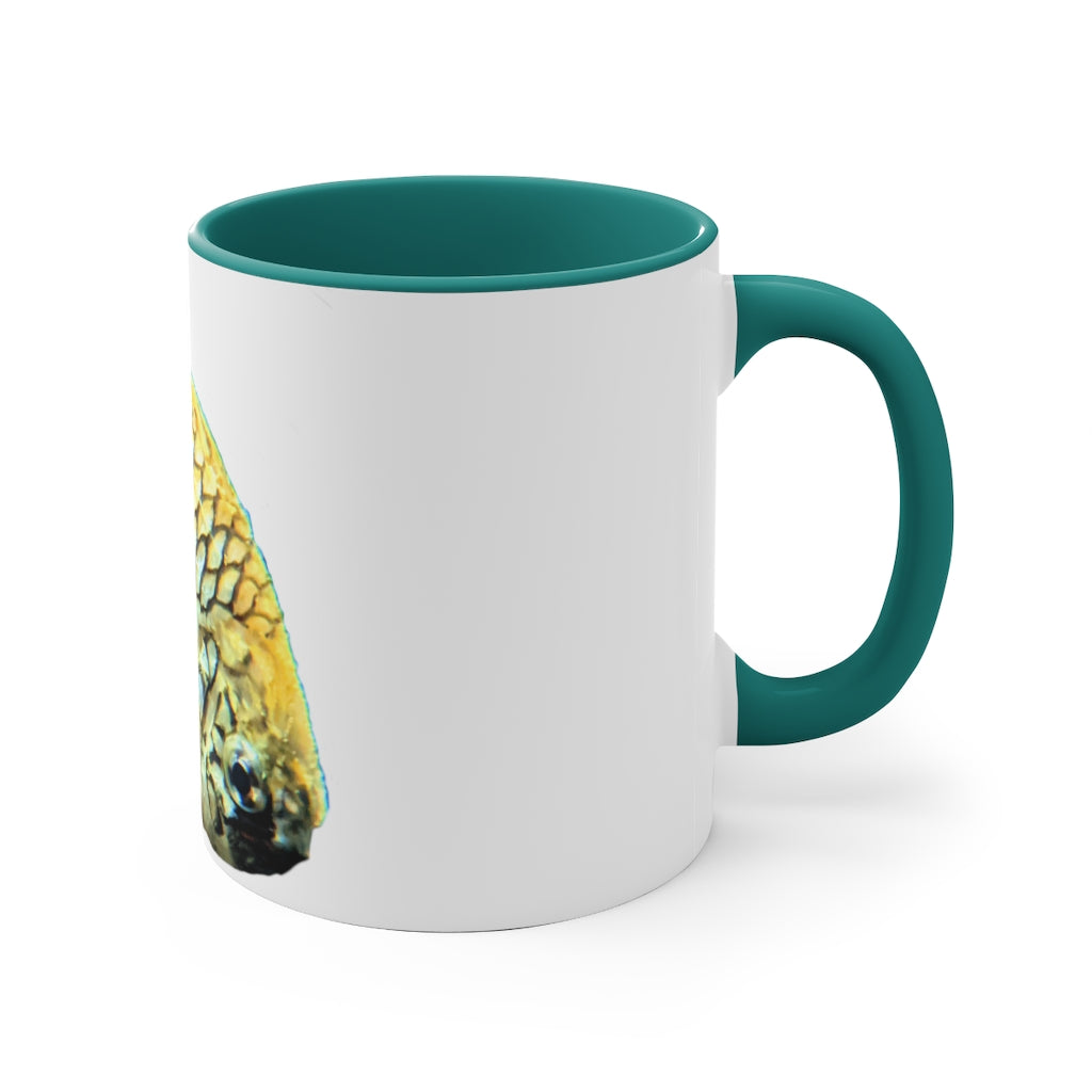 Pineapple Fish 11oz Accent Mug with colorful interior and handle, showcasing vibrant design and durable ceramic material.