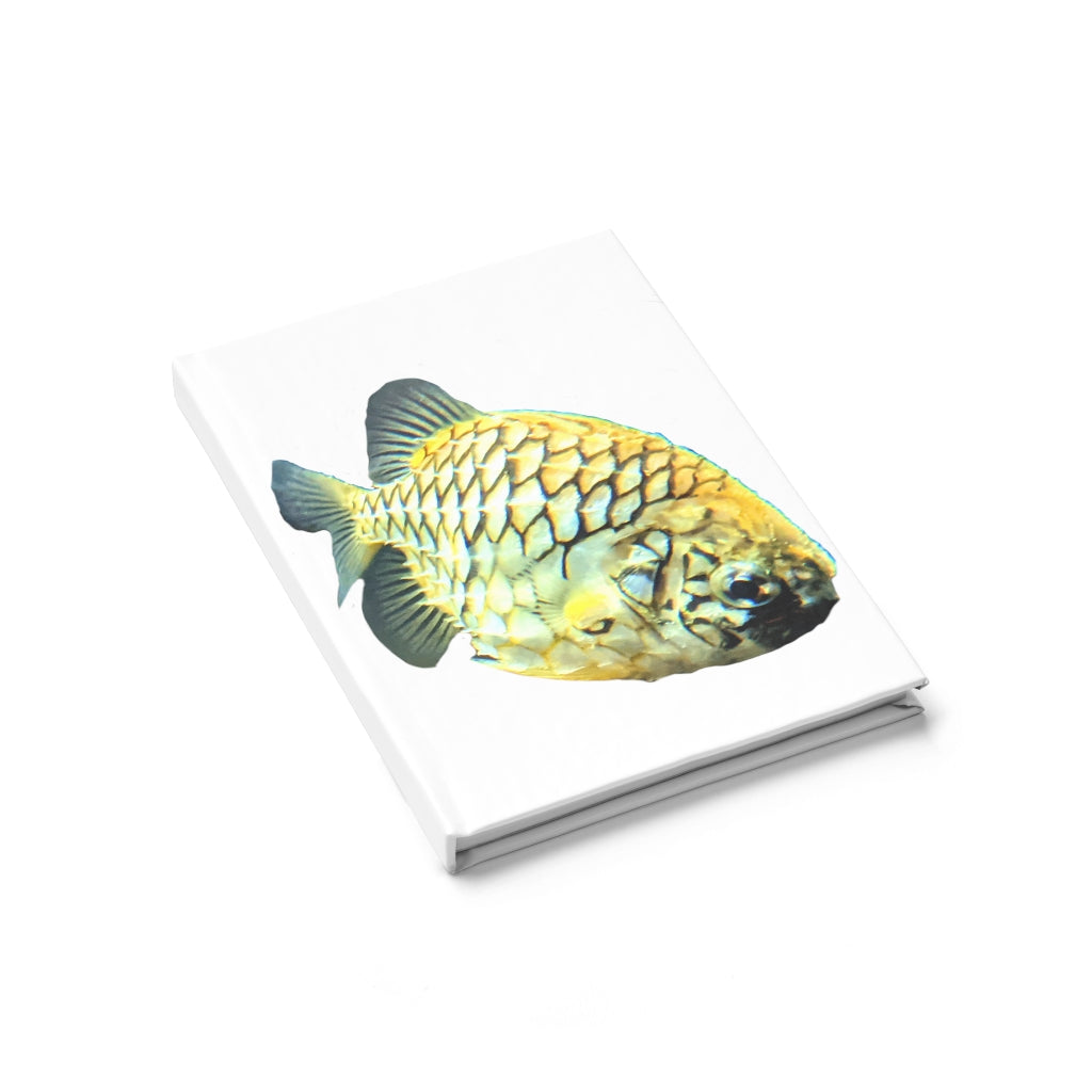 Pineapple Fish Journal with ruled line pages, featuring a vibrant wraparound print and durable hardcover design.