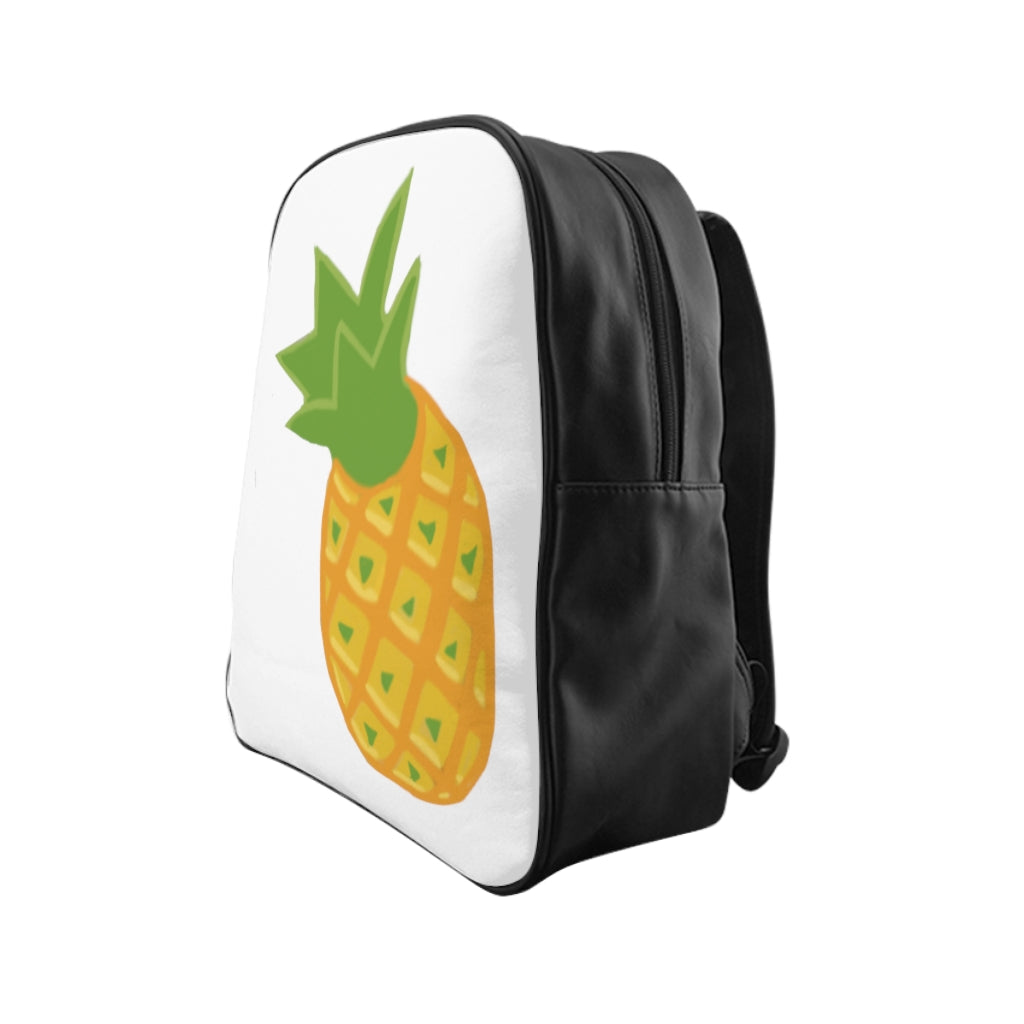 Pineapple School Backpack featuring vibrant pineapple print and padded back for comfort.