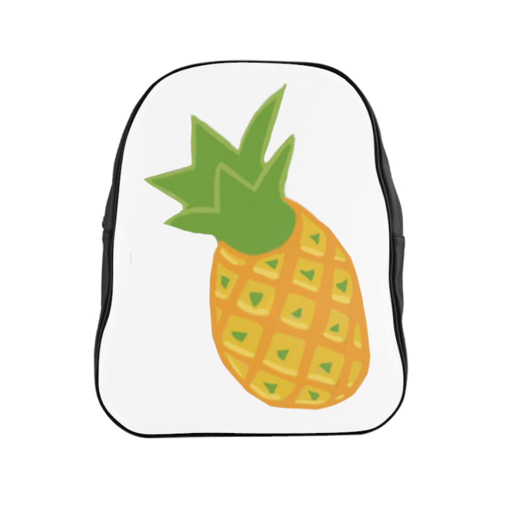 Pineapple School Backpack featuring vibrant pineapple print and padded back for comfort.