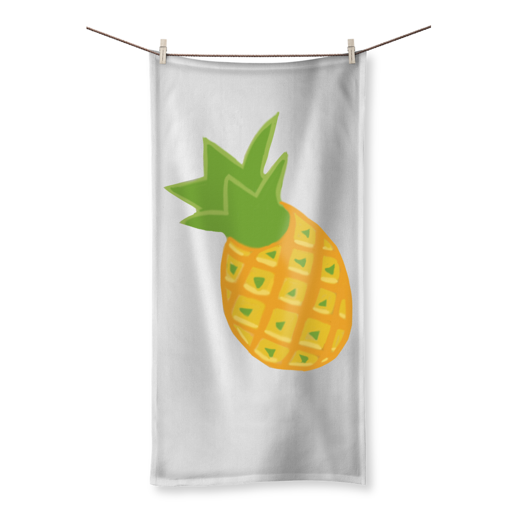 Pineapple Sublimation All Over Towel featuring vibrant pineapple design on one side and soft cotton backing on the other.