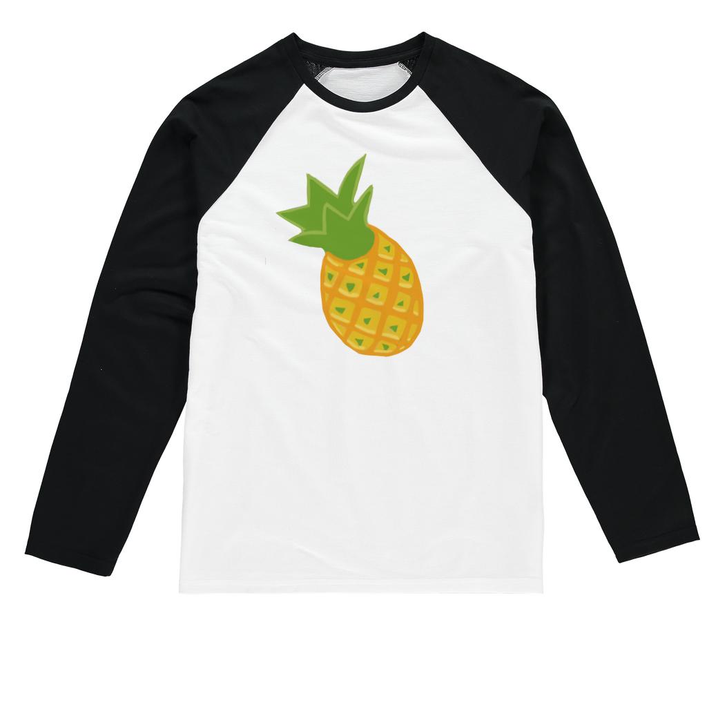 Pineapple Sublimation Baseball Long Sleeve T-Shirt featuring vibrant colors and stylish design, perfect for casual wear.