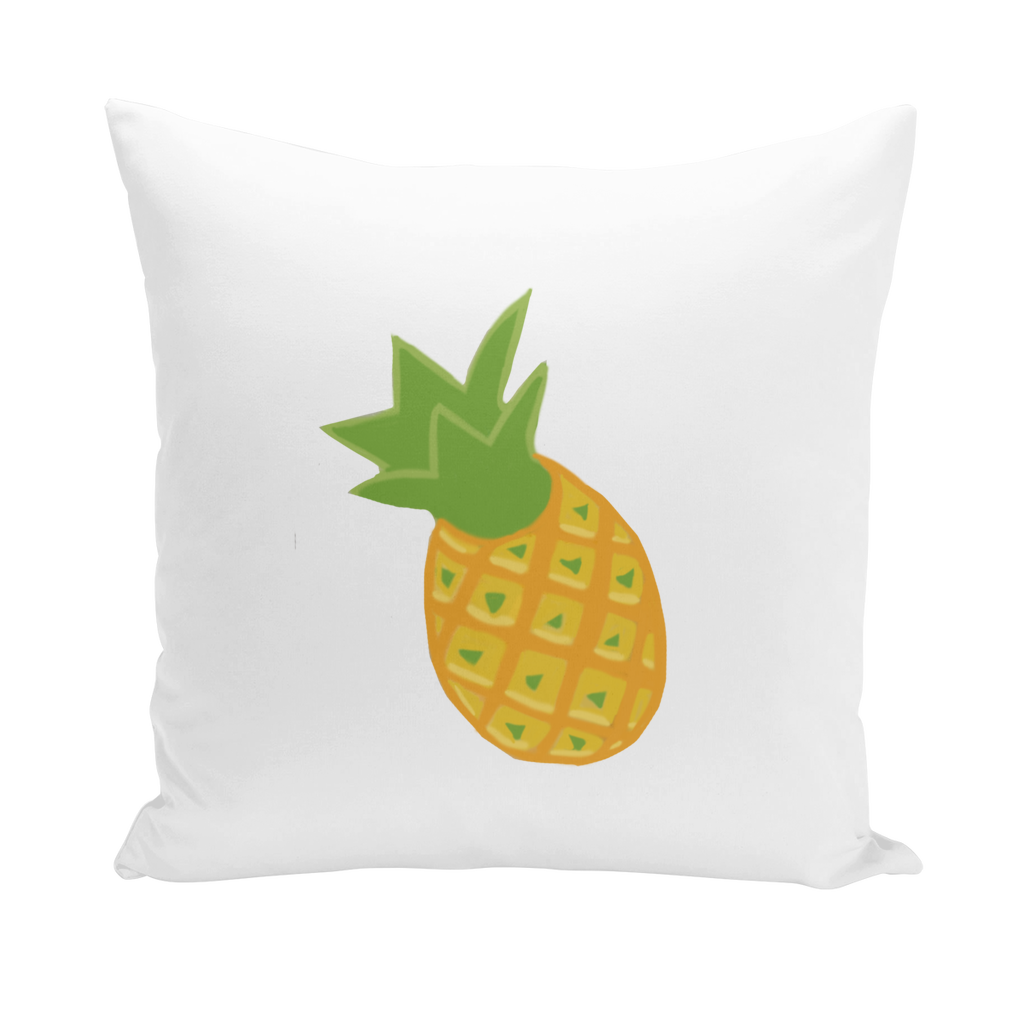 A vibrant pineapple throw pillow featuring a tropical design, made from high-quality polyester fabric, perfect for home decor.