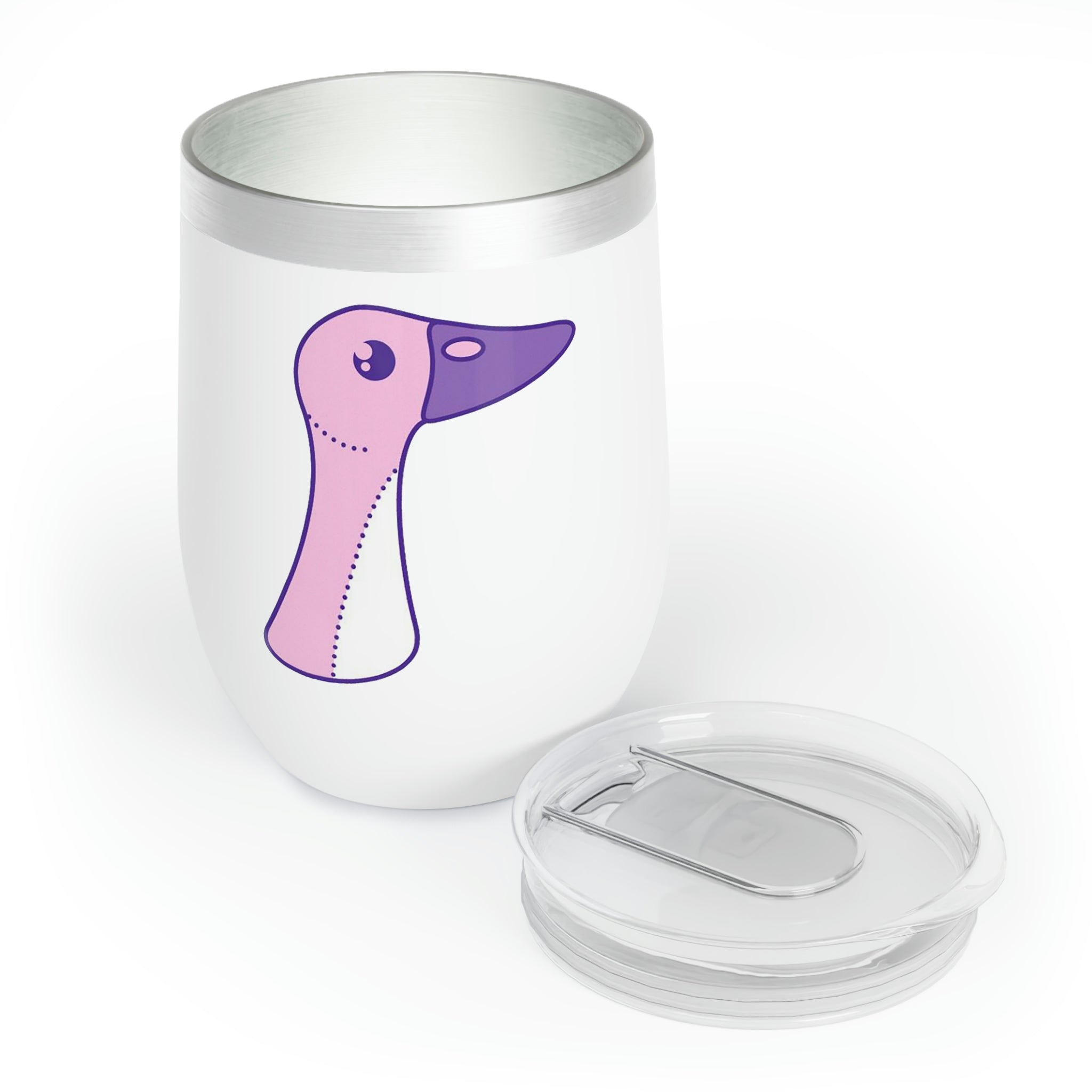 Pink and purple bird design wine tumbler with double insulation, perfect for keeping drinks at the right temperature.