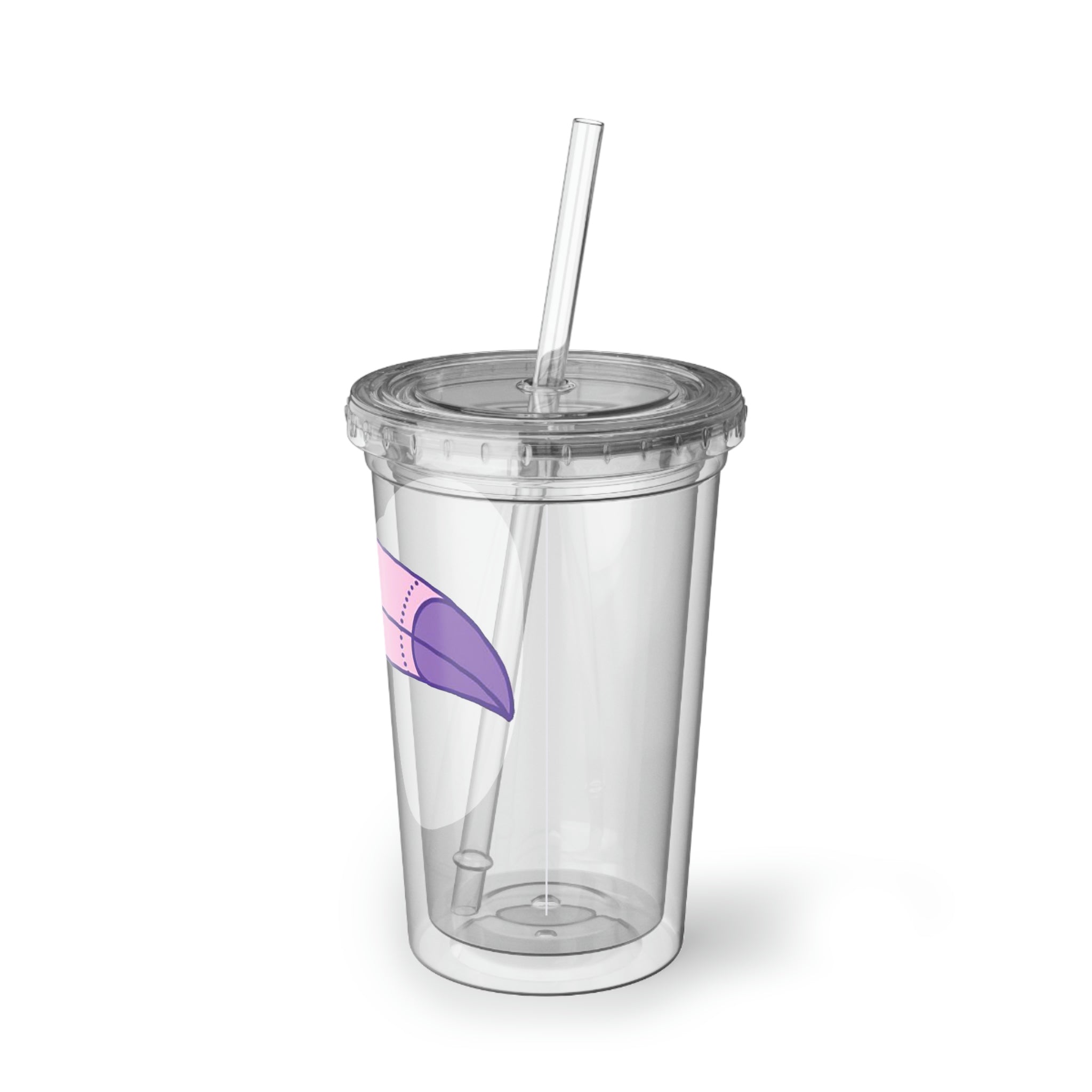 Pink and purple stainless steel tumbler with a straw, showcasing vibrant colors and a stylish design.