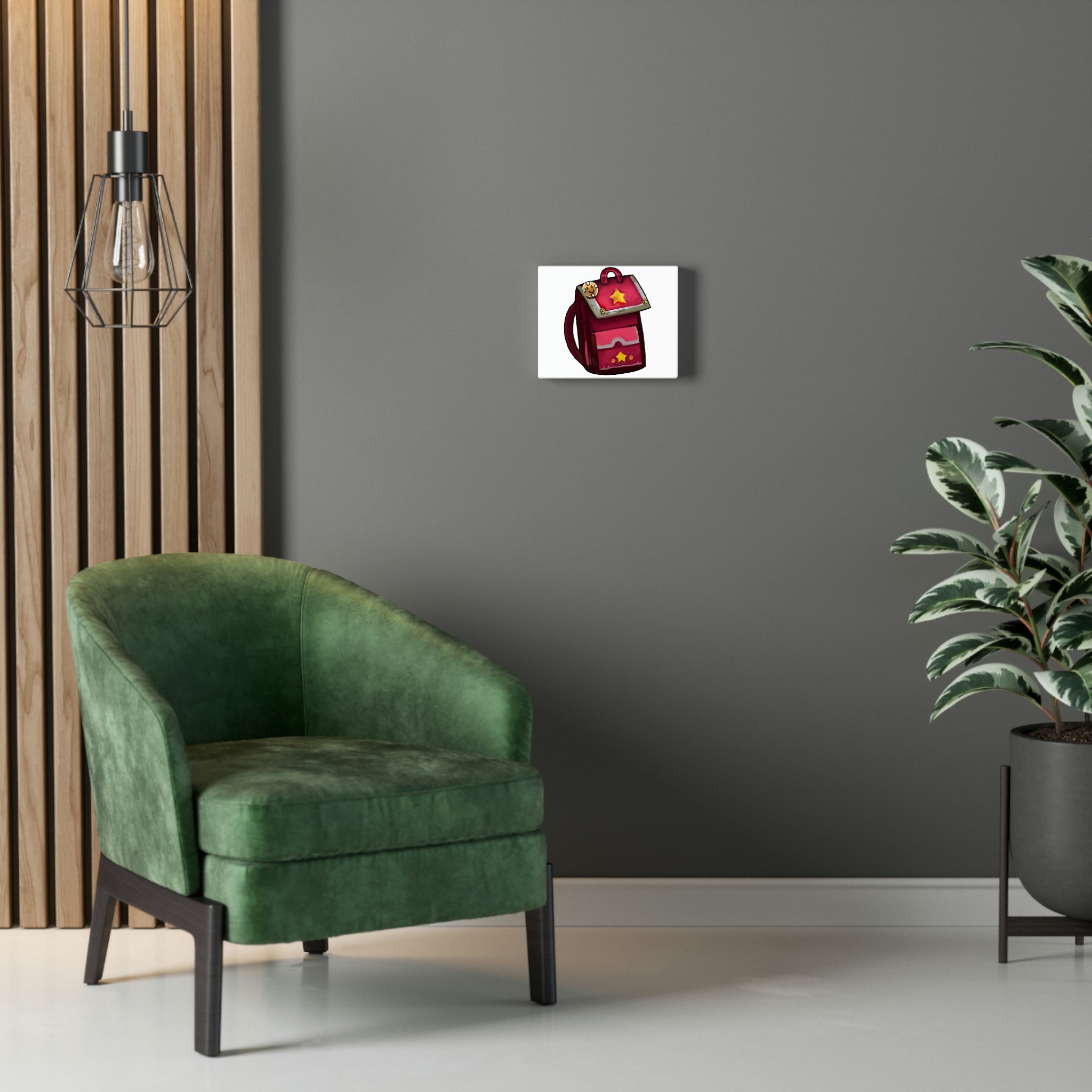 A vibrant Pink Bag Stretched Canvas artwork displayed on a wall, showcasing high-quality print and a sturdy wooden frame.