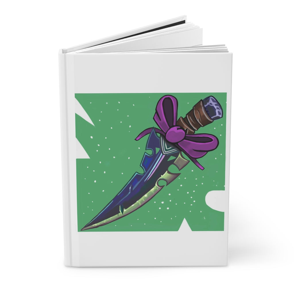 Pink Ribbon and Sword Hardcover Journal with matte finish, featuring customizable covers and lined pages.