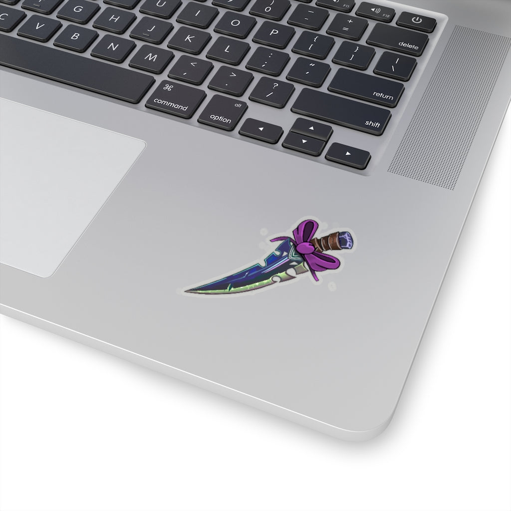 Pink Ribbon and Sword Kiss-Cut Stickers showcasing vibrant colors and unique designs, perfect for indoor decoration.