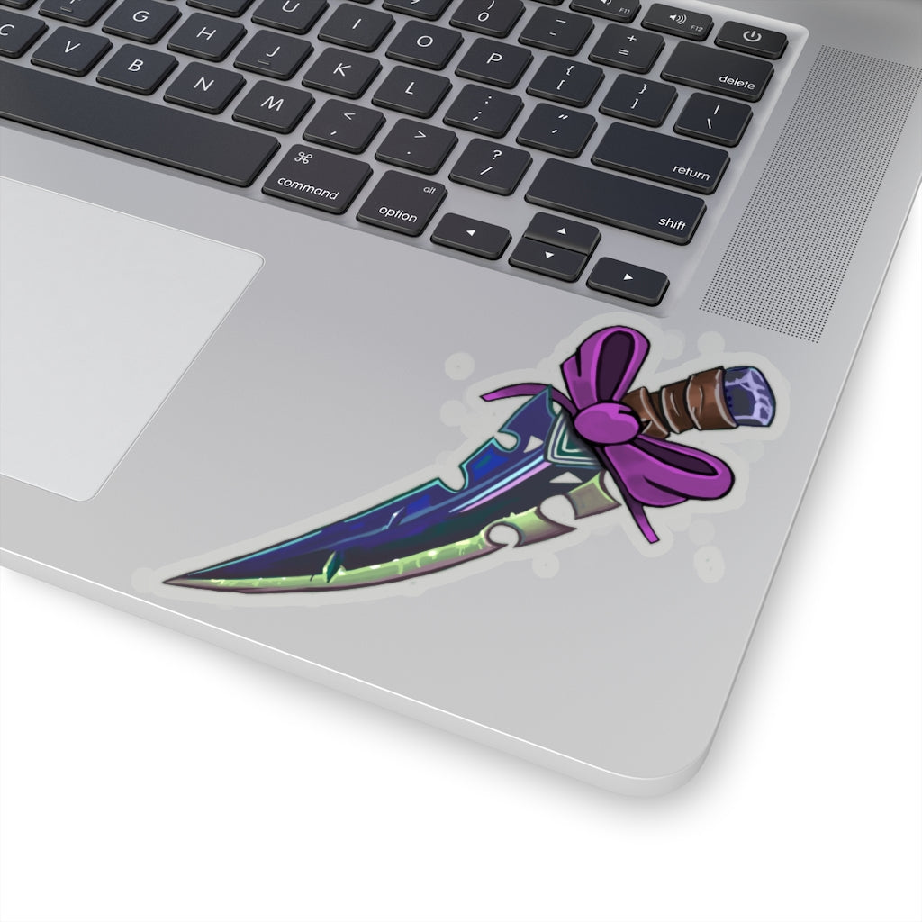 Pink Ribbon and Sword Kiss-Cut Stickers showcasing vibrant colors and unique designs, perfect for indoor decoration.