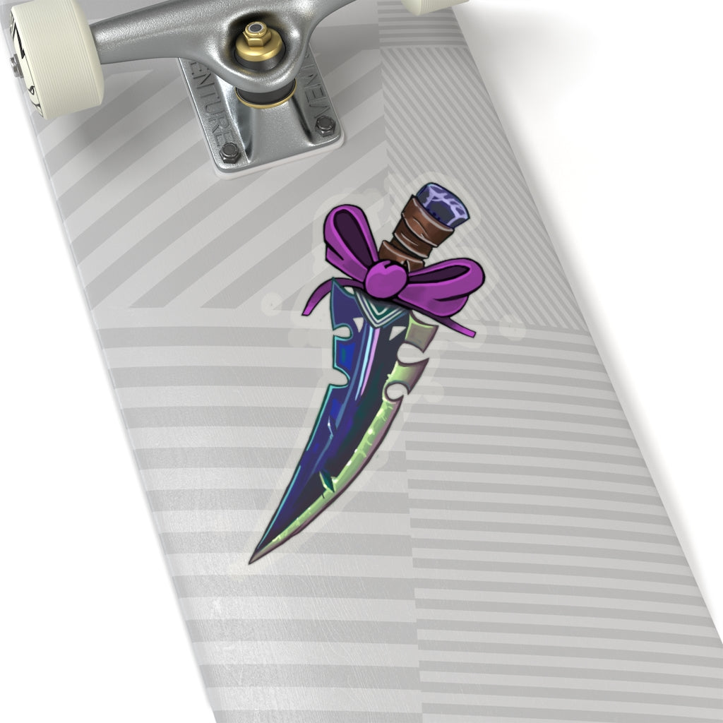 Pink Ribbon and Sword Kiss-Cut Stickers showcasing vibrant colors and unique designs, perfect for indoor decoration.