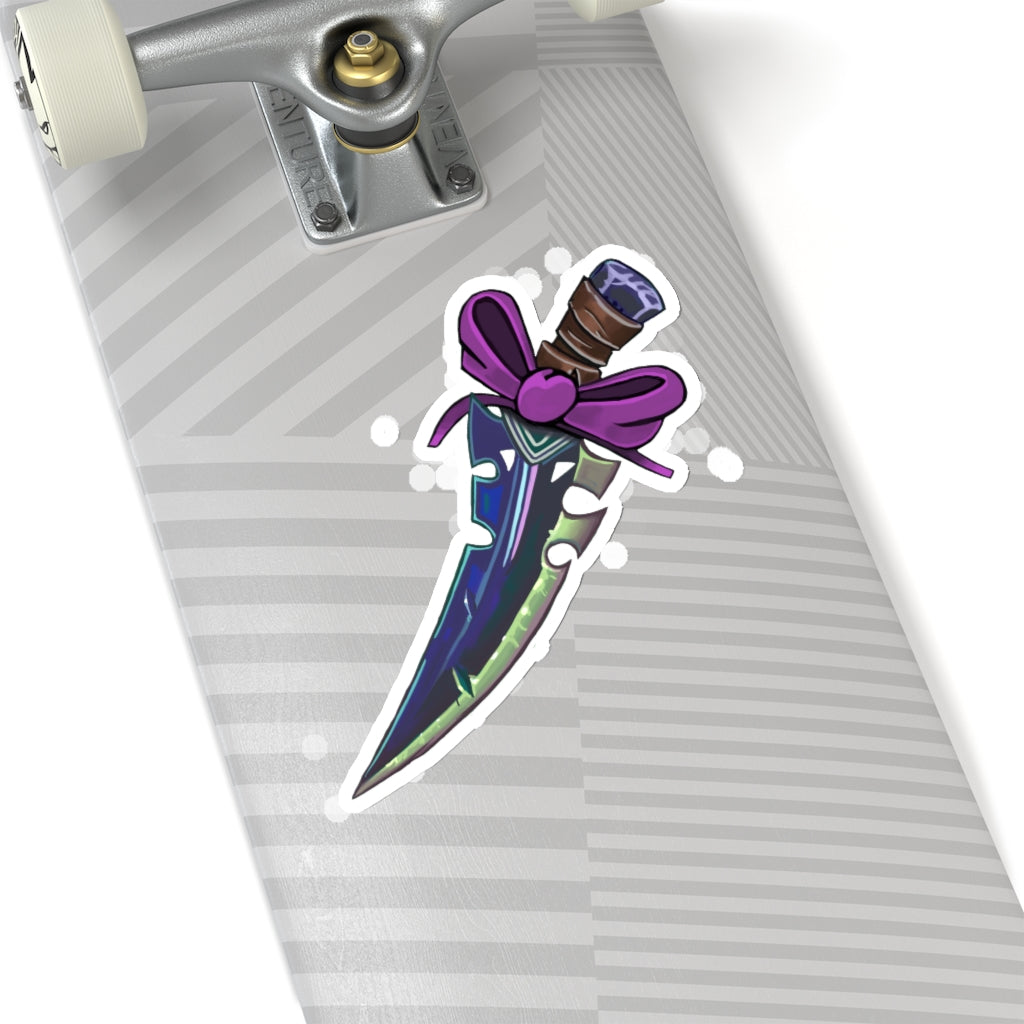 Pink Ribbon and Sword Kiss-Cut Stickers showcasing vibrant colors and unique designs, perfect for indoor decoration.