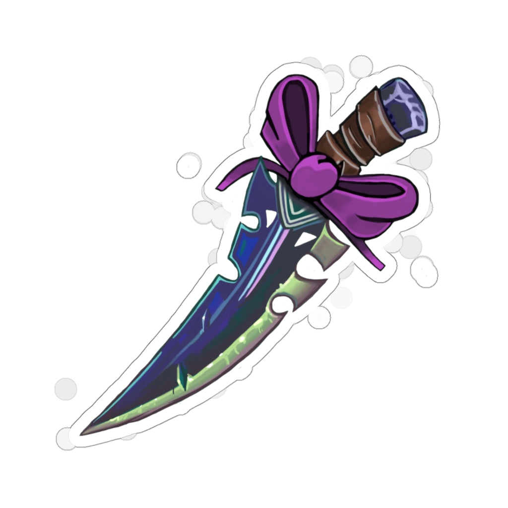 Pink Ribbon and Sword Kiss-Cut Stickers showcasing vibrant colors and unique designs, perfect for indoor decoration.