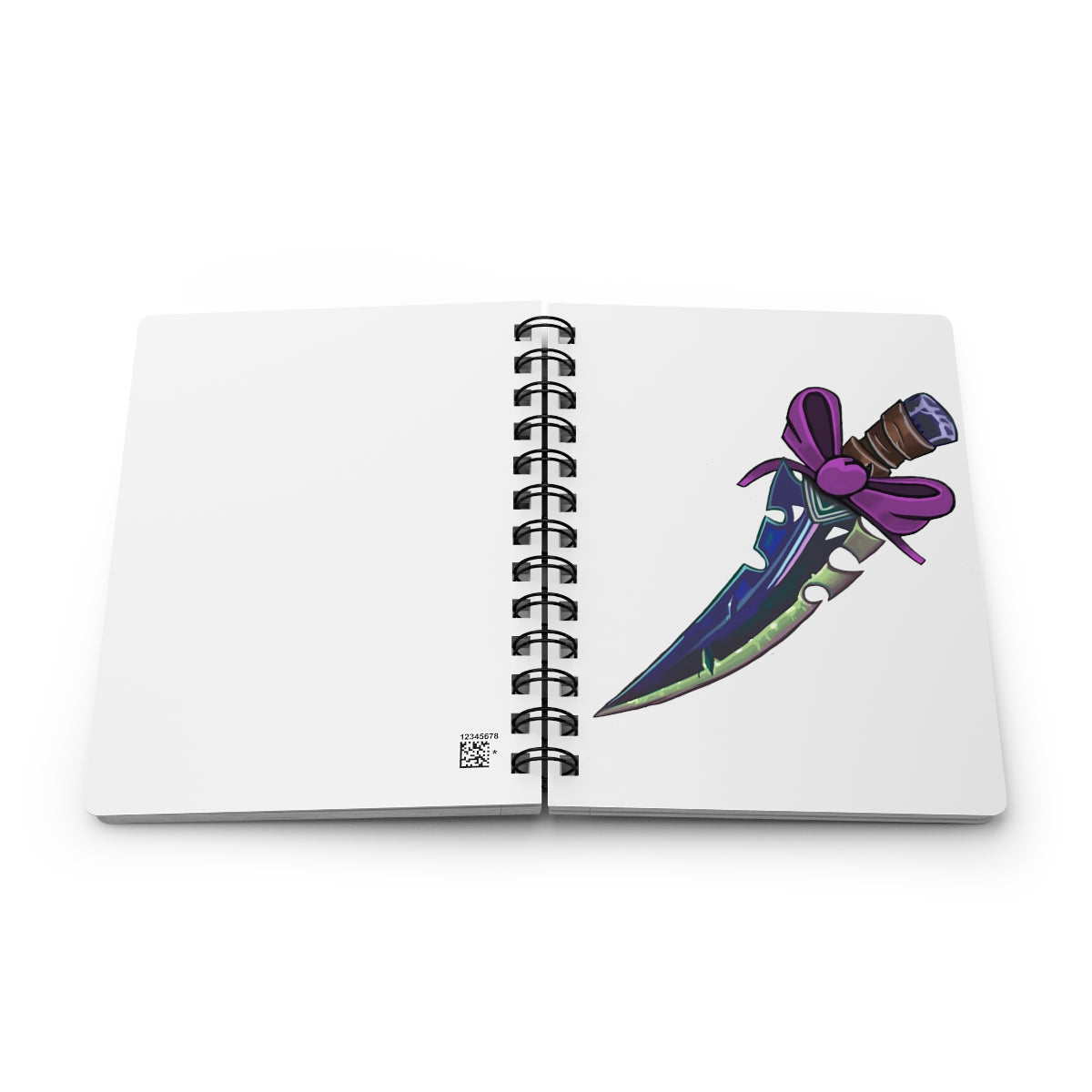 Pink Ribbon and Sword Spiral Bound Journal with glossy cover and lined pages, showcasing a stylish design.