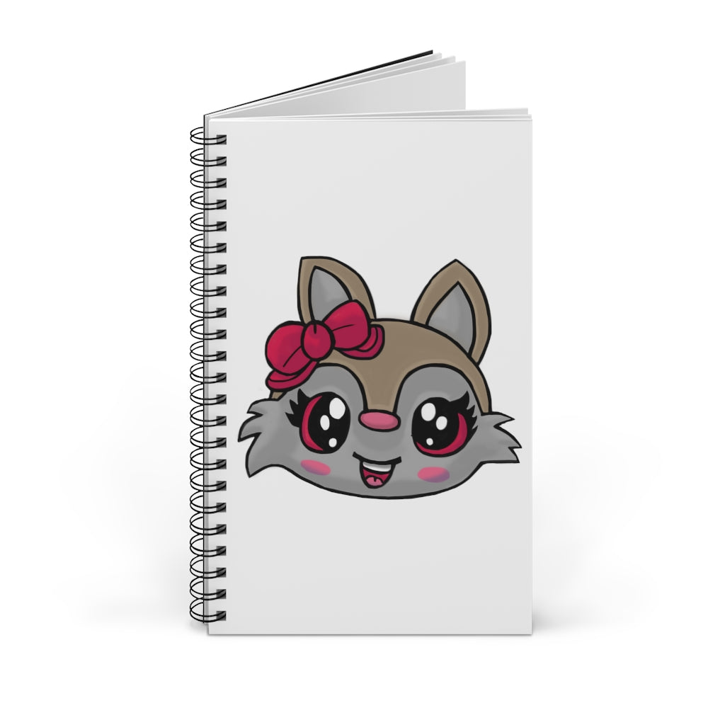 Pink Ribbon Brown Kitty Head Spiral Journal featuring a cute kitty design on the cover, with spiral binding and 80 single pages.