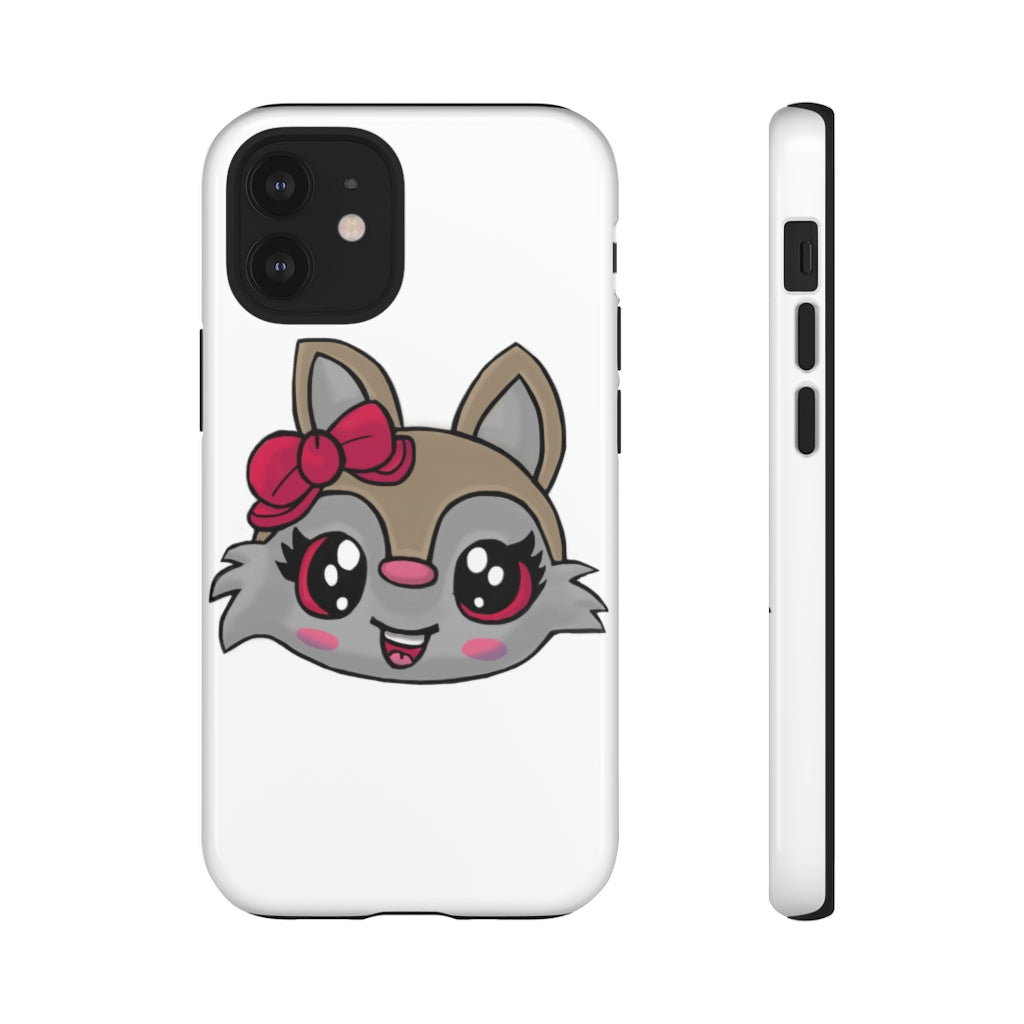 Pink Ribbon Brown Kitty Head Tough Case featuring a cute kitty design with a pink ribbon, showcasing its durable and stylish exterior.