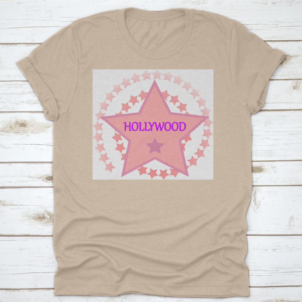 A stylish Pink Star Design t-shirt featuring a vibrant pink star graphic, made from 100% cotton for comfort.