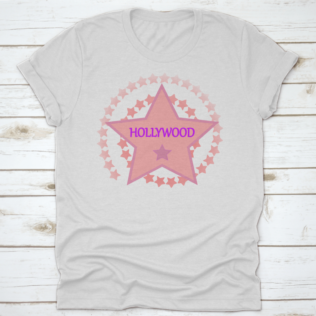 A stylish Pink Star Design t-shirt featuring a vibrant pink star graphic, made from 100% cotton for comfort.