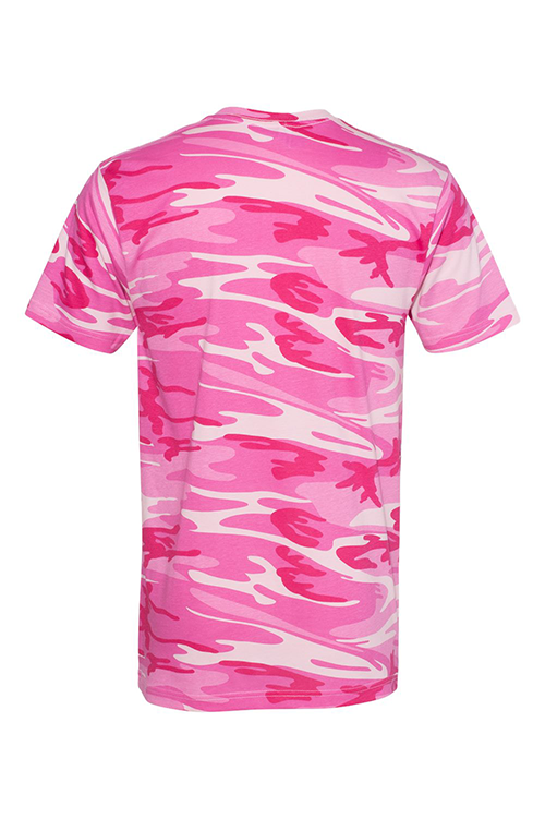 A stylish Pink Woodland Camo T-Shirt made from soft cotton, featuring a unique camo pattern in shades of pink.