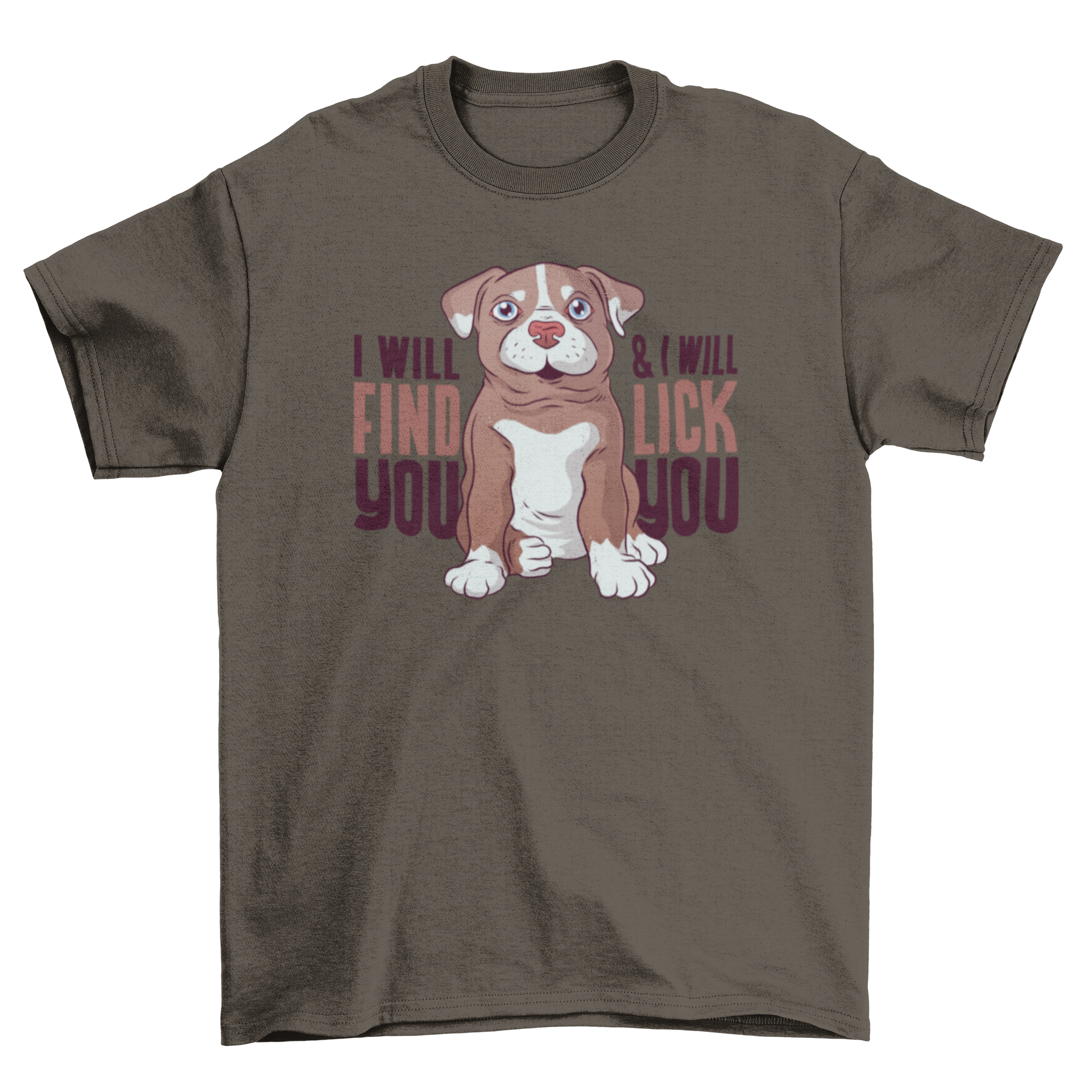 Cute cartoon pit bull puppy t-shirt with playful caption.