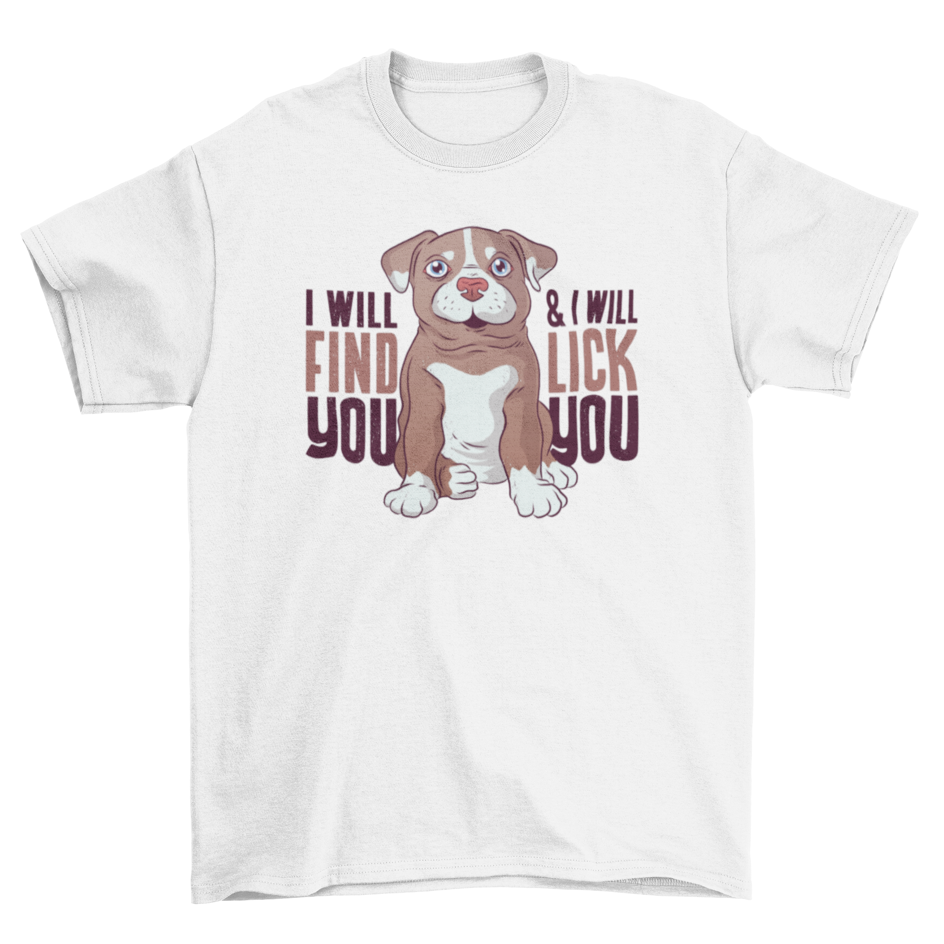 Cute cartoon pit bull puppy t-shirt with playful caption.