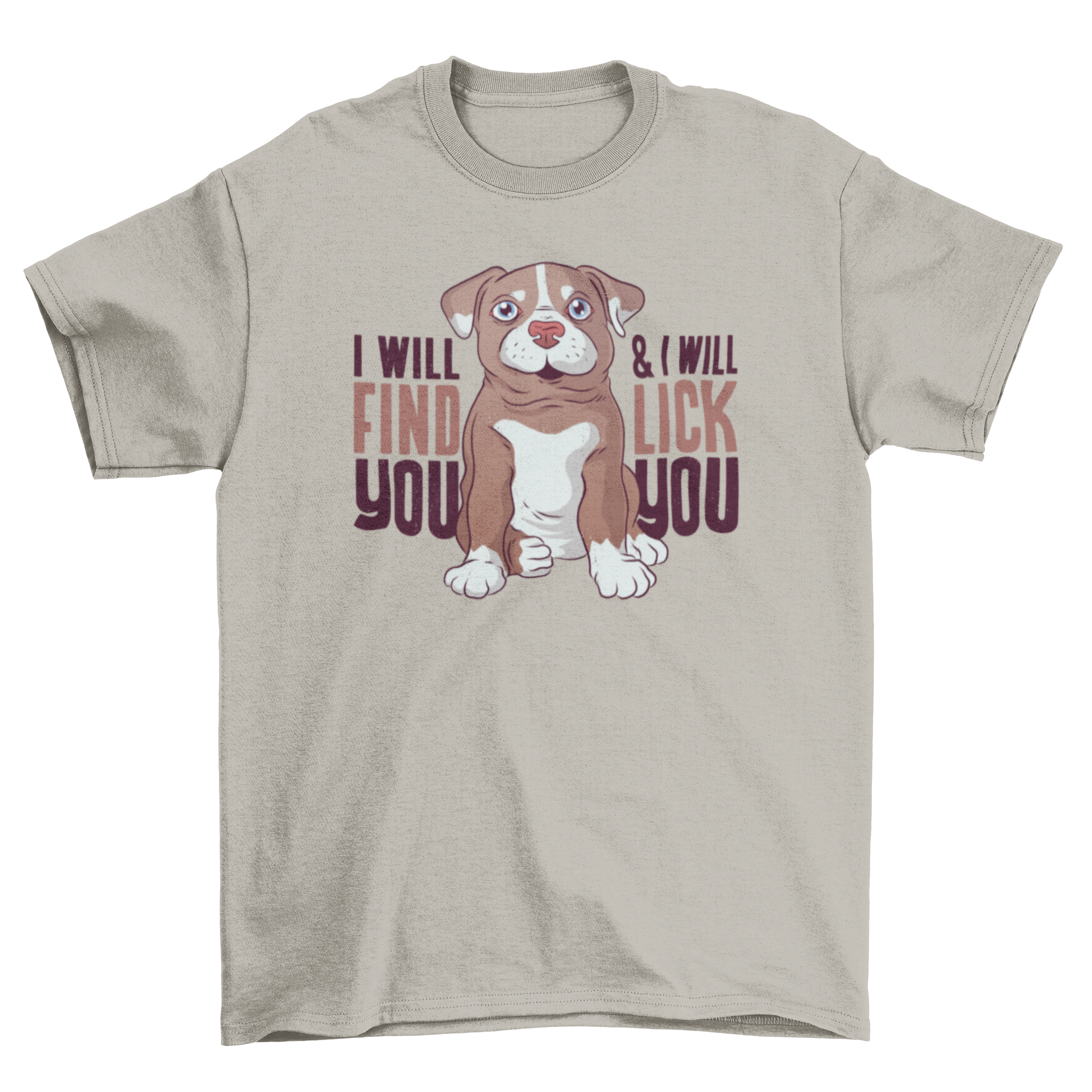 Cute cartoon pit bull puppy t-shirt with playful caption.