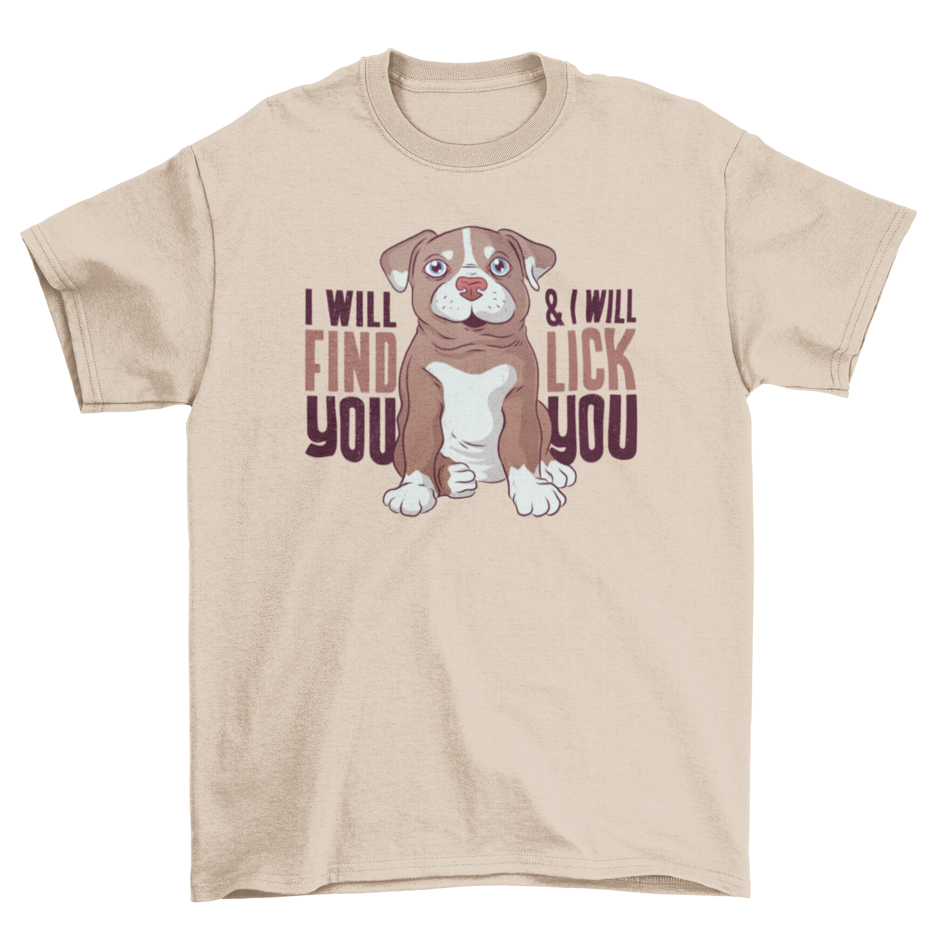 Cute cartoon pit bull puppy t-shirt with playful caption.