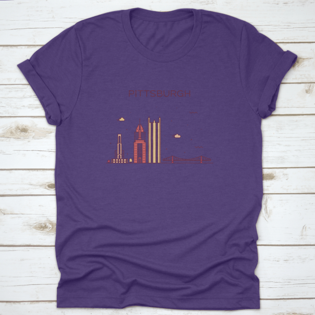 Trendy vector design showcasing the Pittsburgh skyline, featuring iconic buildings and a modern aesthetic.