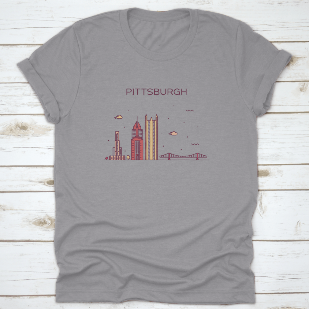 Trendy vector design showcasing the Pittsburgh skyline, featuring iconic buildings and a modern aesthetic.