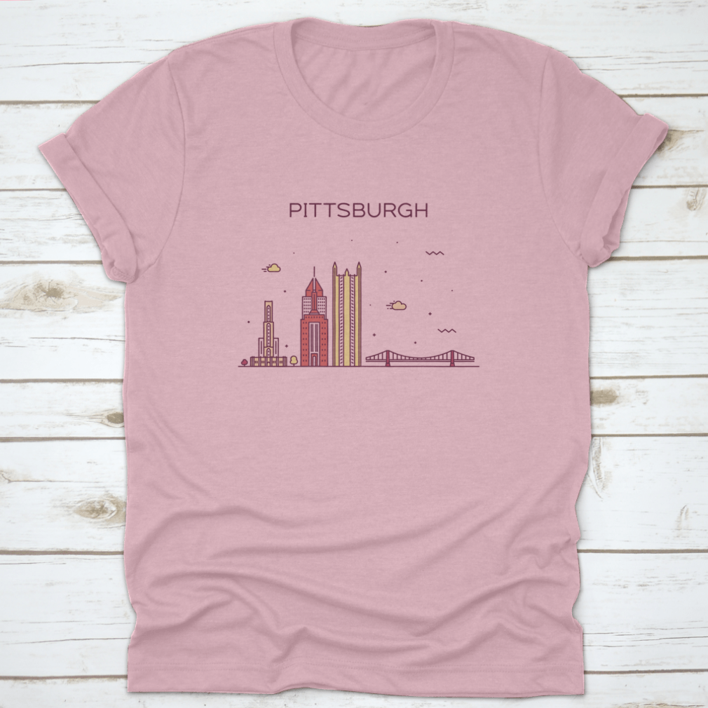 Trendy vector design showcasing the Pittsburgh skyline, featuring iconic buildings and a modern aesthetic.