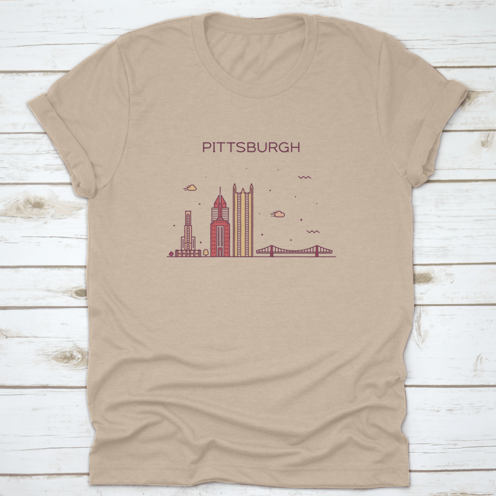 Trendy vector design showcasing the Pittsburgh skyline, featuring iconic buildings and a modern aesthetic.