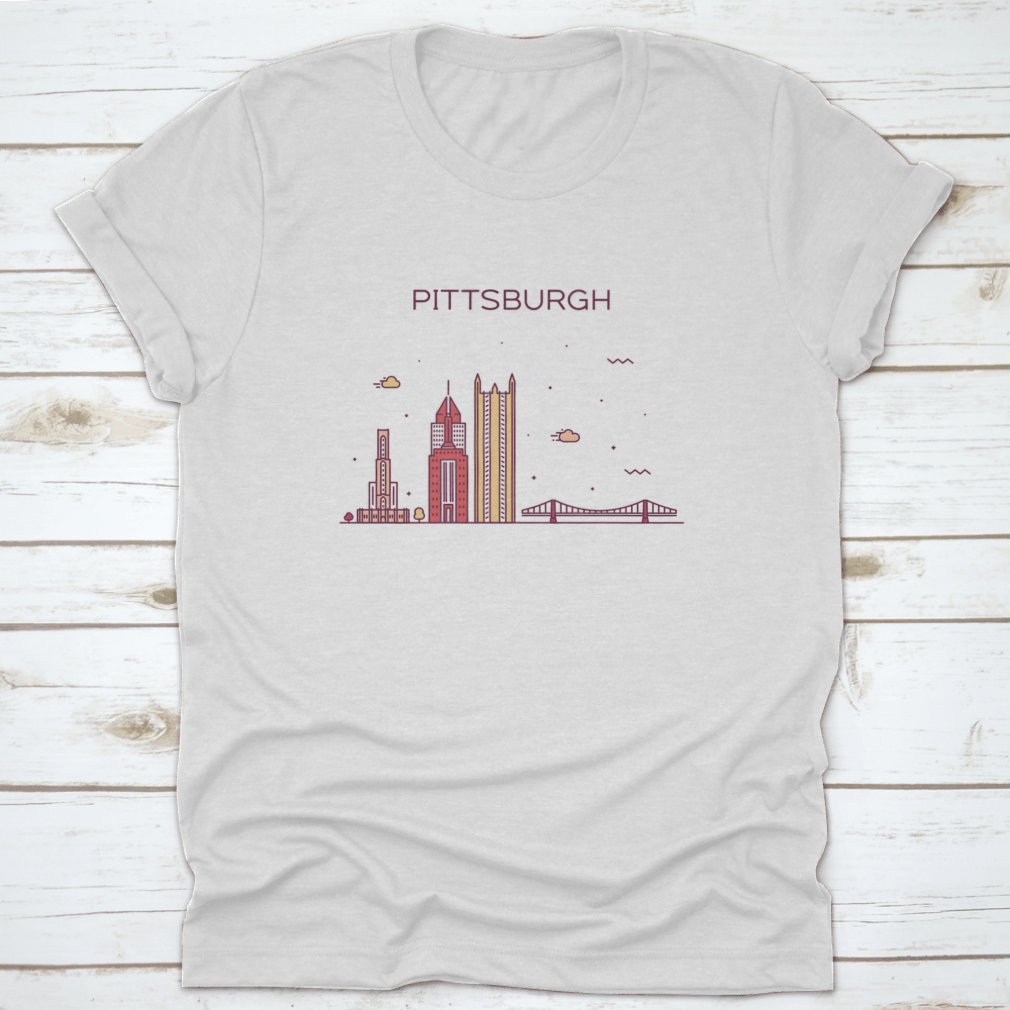 Trendy vector design showcasing the Pittsburgh skyline, featuring iconic buildings and a modern aesthetic.