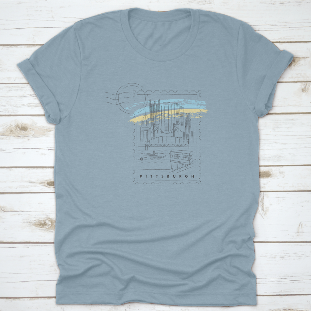 Pittsburgh Skyline Vector Illustration shirt featuring a unique design on a comfortable cotton fabric.