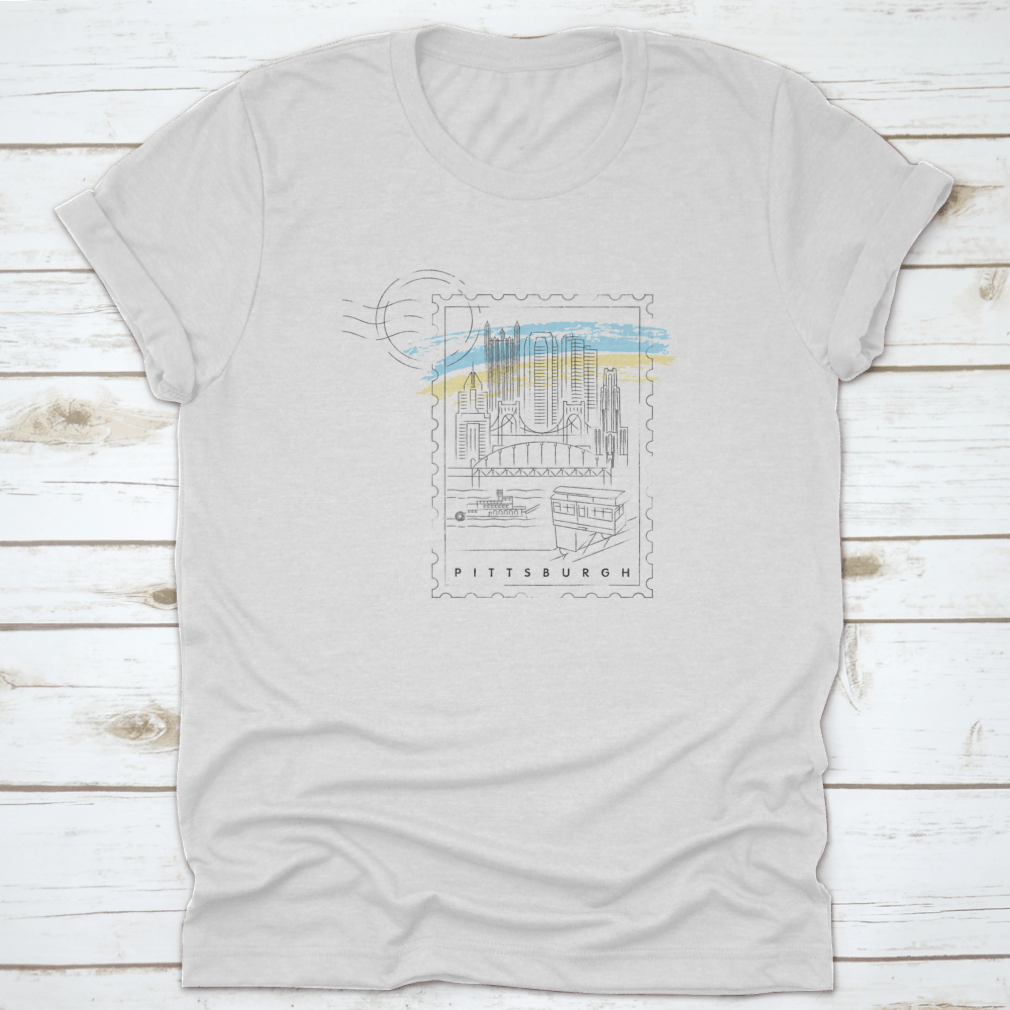 Pittsburgh Skyline Vector Illustration shirt featuring a unique design on a comfortable cotton fabric.